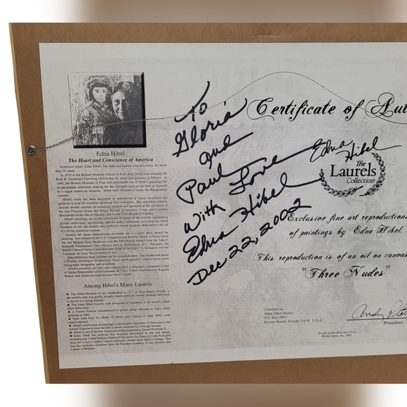 Ms. Hibel Three Nudes Lithograph Printed Autograph - Picture 3 of 5